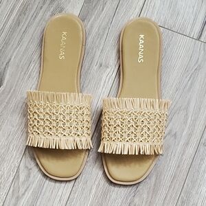 KAANAS Tortuga Frayed Tiki Slide Sandal, Natural, Wm's Sz 9, NEARLY NEW!